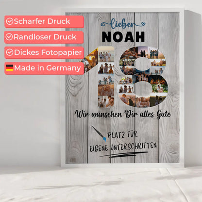 Personalisiertes Poster mit Wunschtext 18 Geburtstag für Bruder Sohn