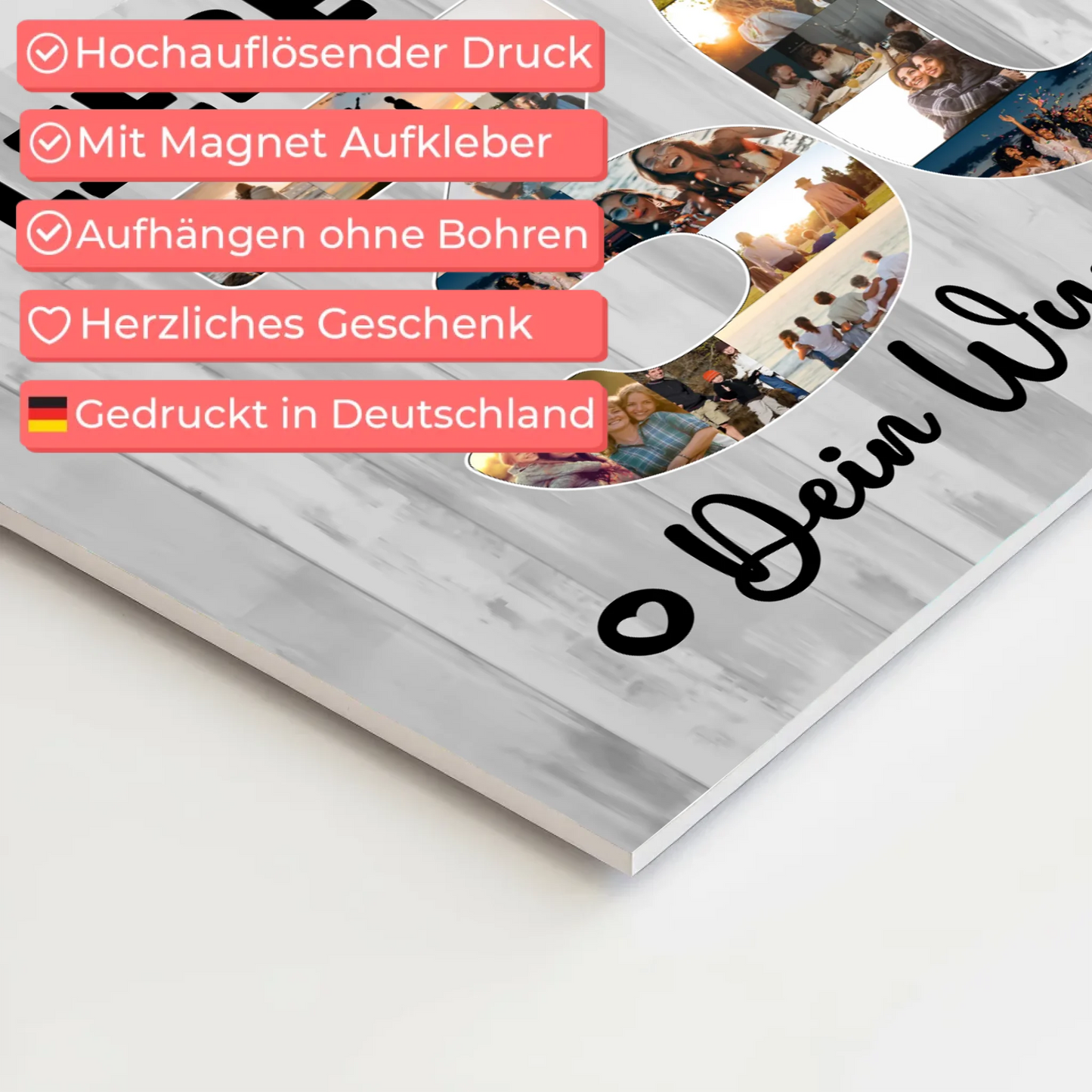 Fotoboard Poster magnetisch mit Wunschtext 30 Geburtstag Mama