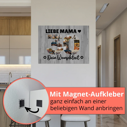 Fotoboard Poster magnetisch mit Wunschtext 30 Geburtstag Mama