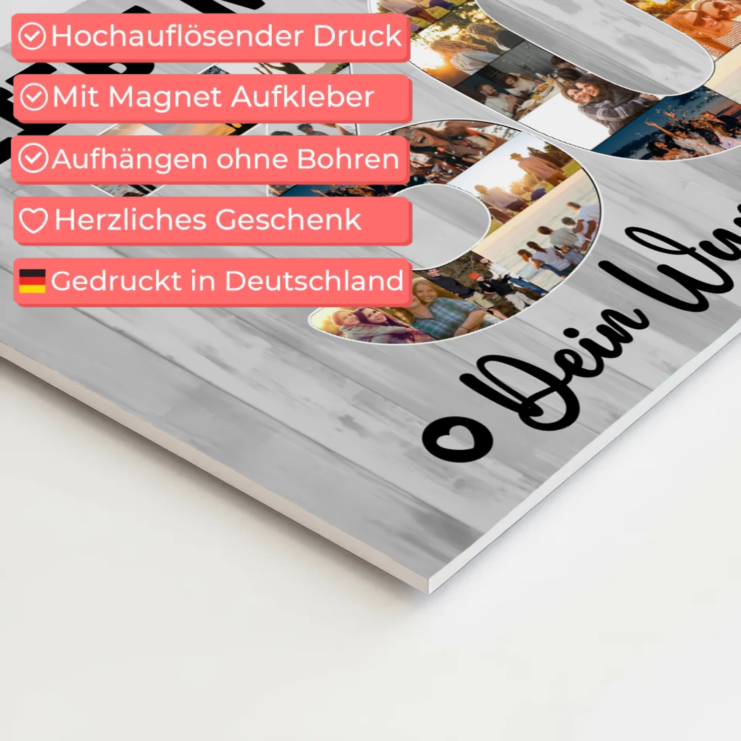 Fotoboard Poster magnetisch mit Wunschtext 30 Geburtstag Mama