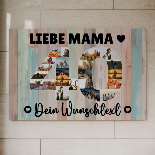 Magnetisches Fotoboard mit Unterschriften 40 Geburtstag Mama