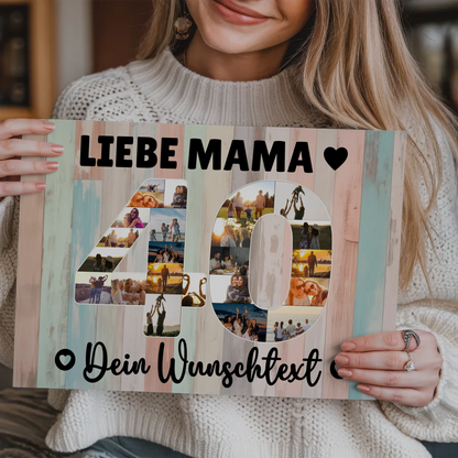 Magnetisches Fotoboard mit Unterschriften 40 Geburtstag Mama