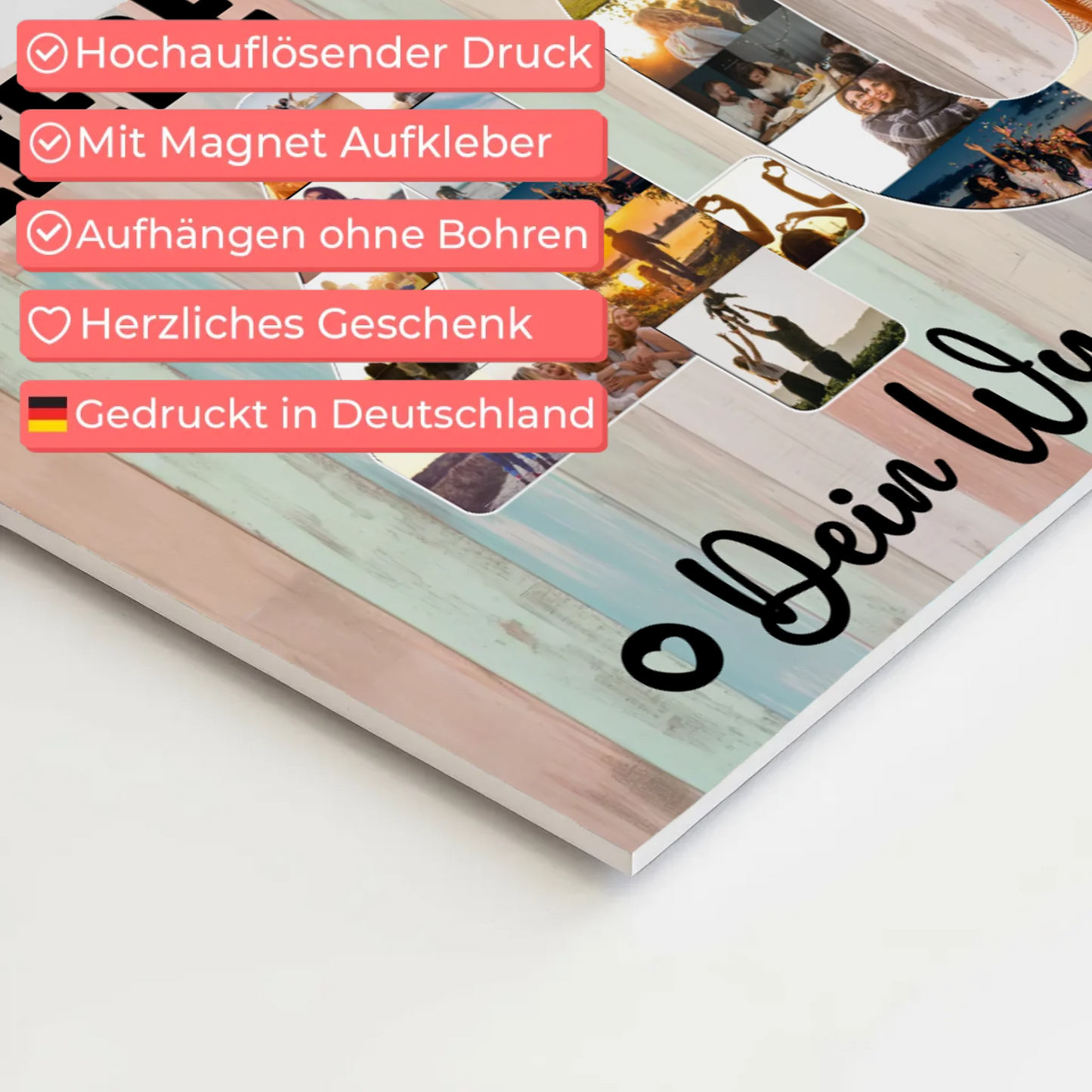 Magnetisches Fotoboard mit Unterschriften 40 Geburtstag Mama