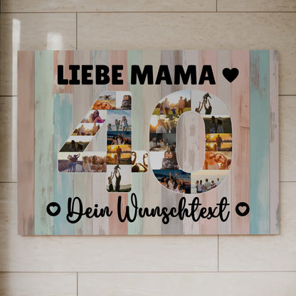 Magnetisches Fotoboard mit Unterschriften 40 Geburtstag Mama