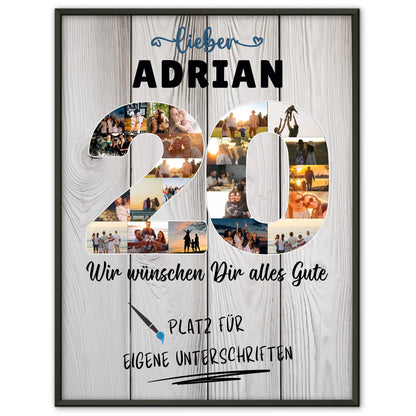 Personalisiertes Poster mit Unterschriften 20 Geburtstag Bruder Sohn