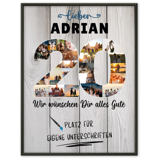 Personalisiertes Poster mit Unterschriften 20 Geburtstag Bruder Sohn