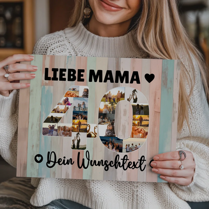 Magnetisches Fotoboard mit Unterschriften 40 Geburtstag Mama