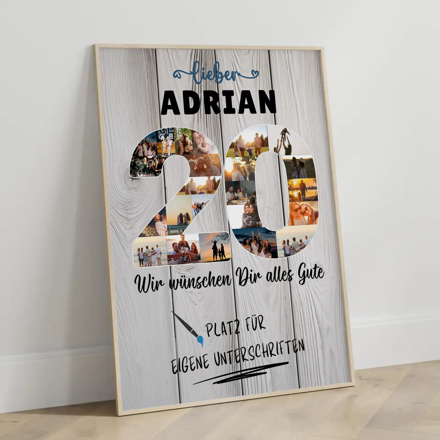 Personalisiertes Poster mit Unterschriften 20 Geburtstag Bruder Sohn