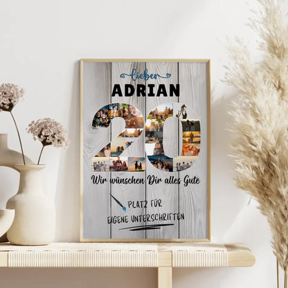 Personalisiertes Poster mit Unterschriften 20 Geburtstag Bruder Sohn