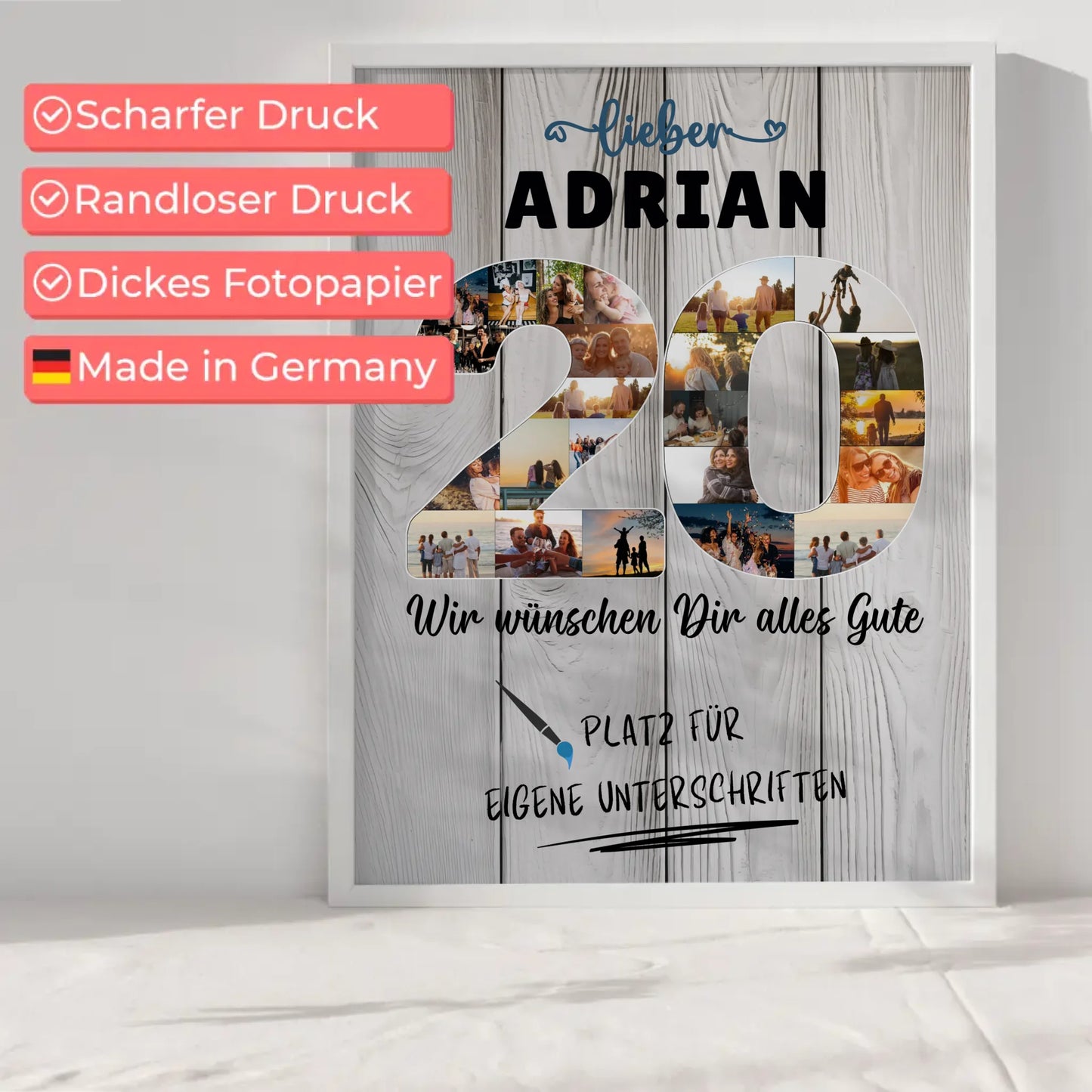Personalisiertes Poster mit Unterschriften 20 Geburtstag Bruder Sohn