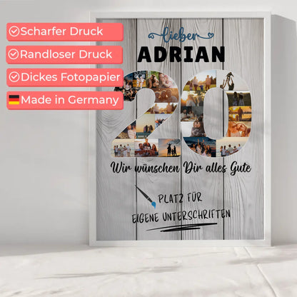 Personalisiertes Poster mit Unterschriften 20 Geburtstag Bruder Sohn