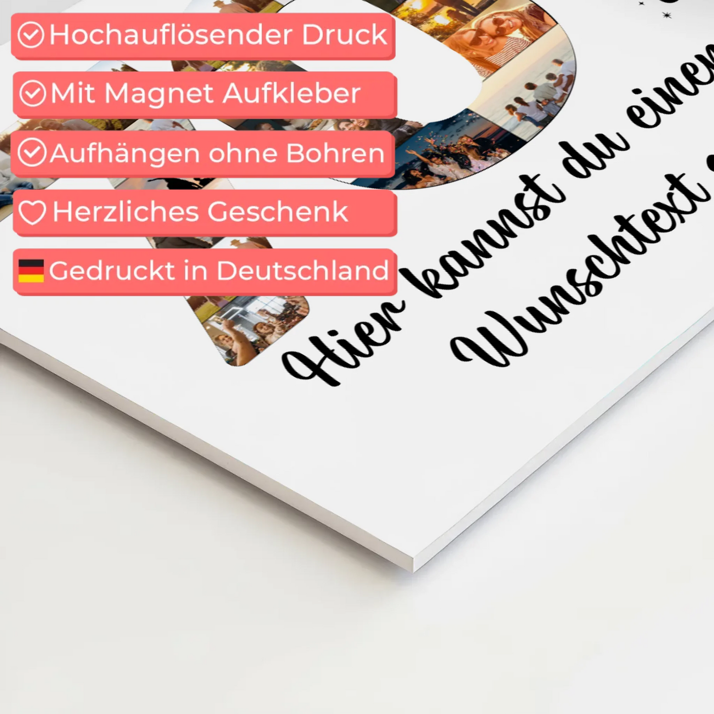 Magnet Wandbild mit Unterschriften 70 Geburtstag Falten