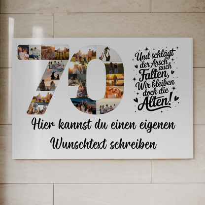 Magnet Wandbild mit Unterschriften 70 Geburtstag Falten