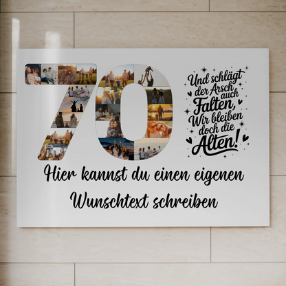 Magnet Wandbild mit Unterschriften 70 Geburtstag Falten
