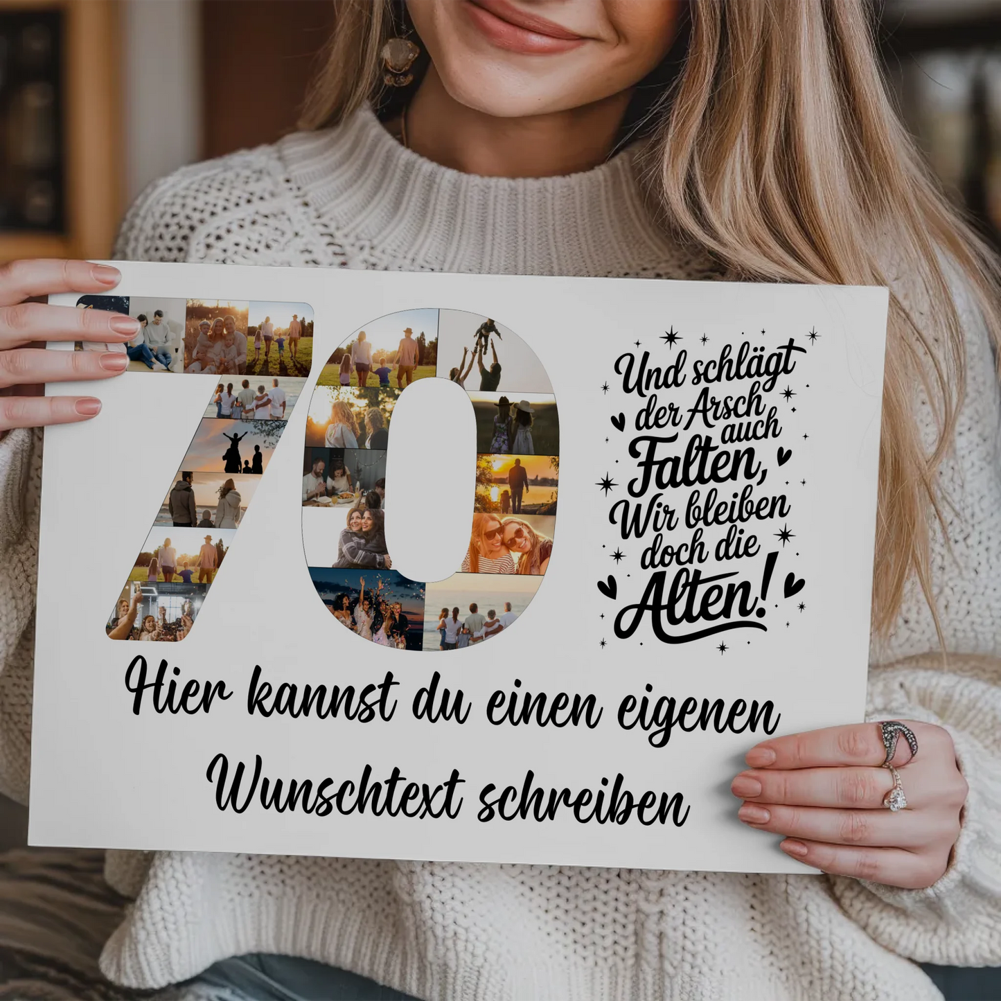 Magnet Wandbild mit Unterschriften 70 Geburtstag Falten