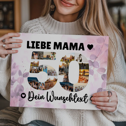 Magnet Poster mit Wunschtext 50 Geburtstag Mama Geschenk