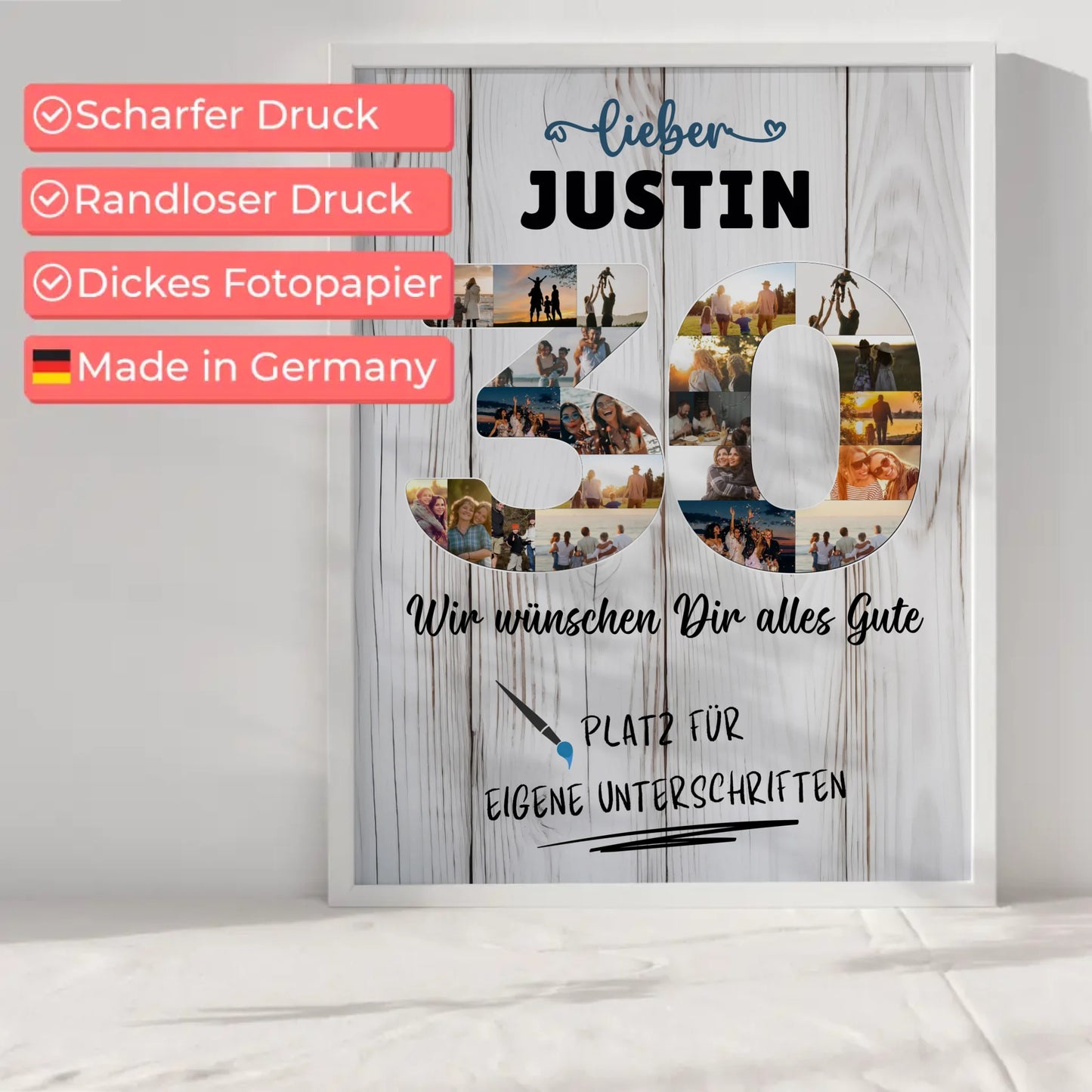 Personalisiertes Poster mit Wunschtext 30 Geburtstag für Papa Bruder