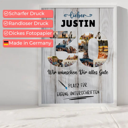 Personalisiertes Poster mit Wunschtext 30 Geburtstag für Papa Bruder