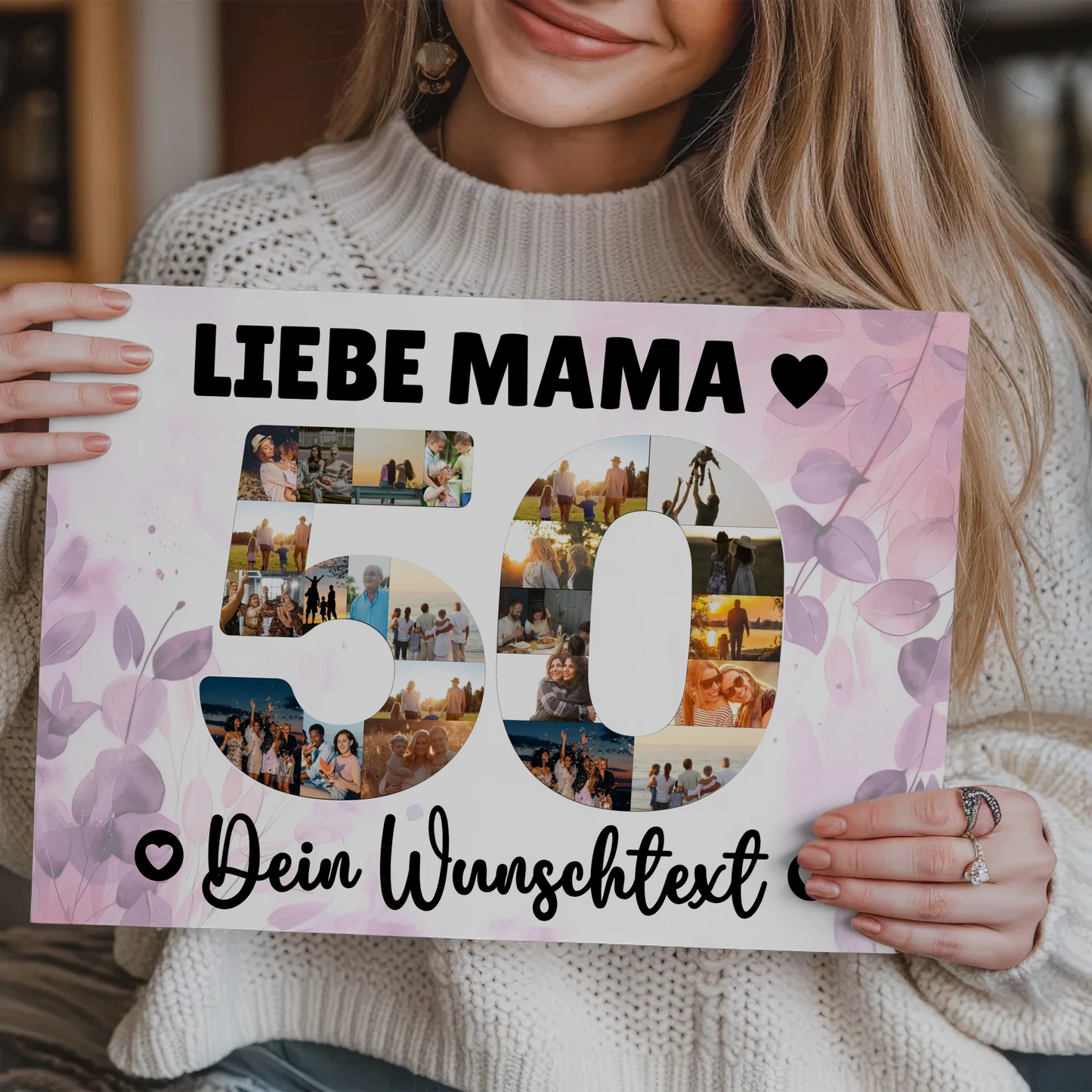 Magnet Poster mit Wunschtext 50 Geburtstag Mama Geschenk