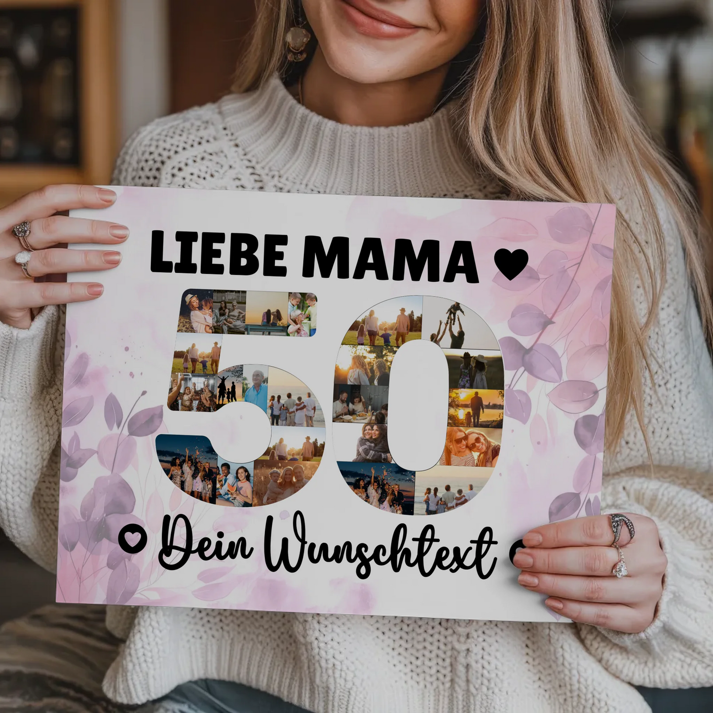 Magnet Poster mit Wunschtext 50 Geburtstag Mama Geschenk