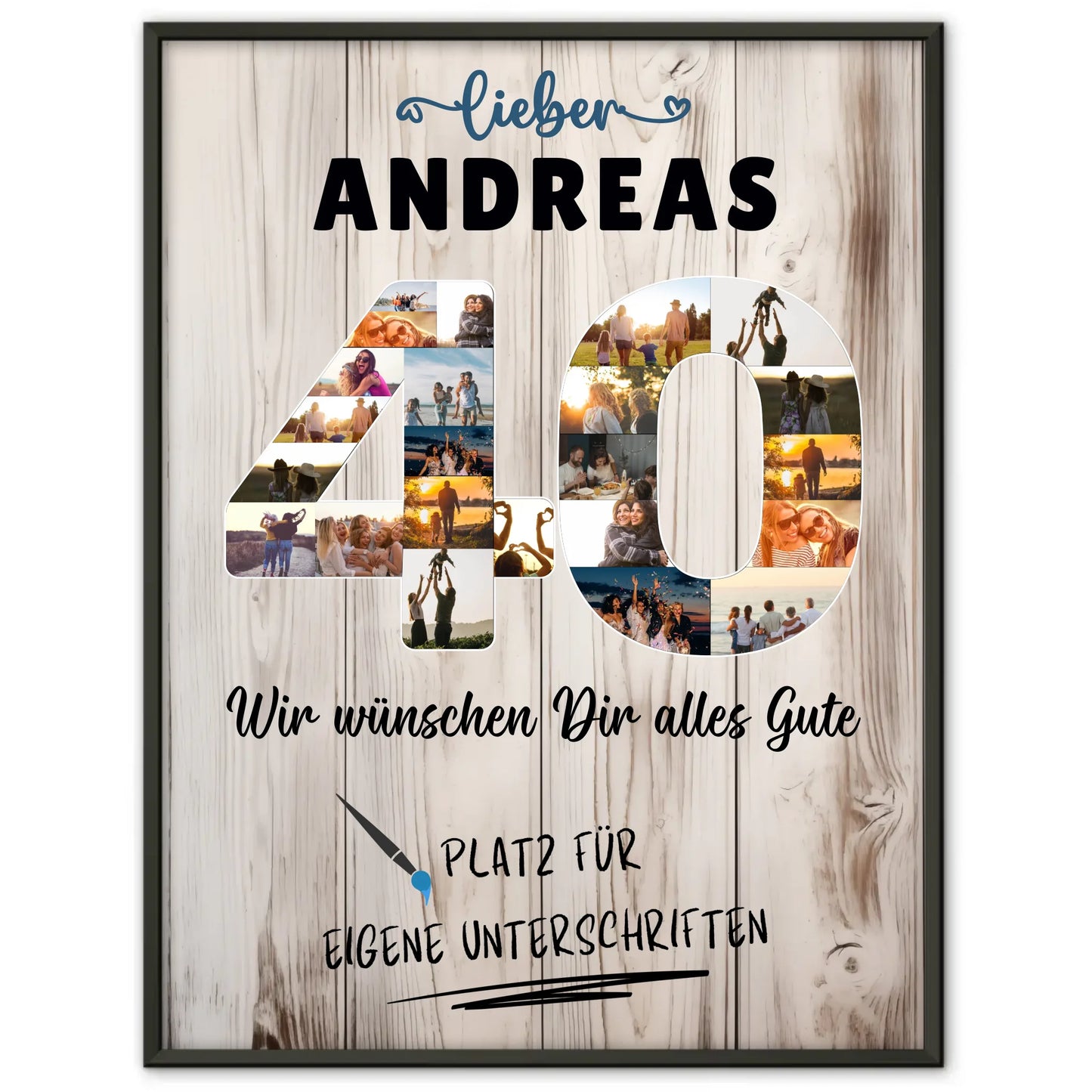 Personalisiertes Poster mit Unterschriften 40 Geburtstag für Papa Bruder