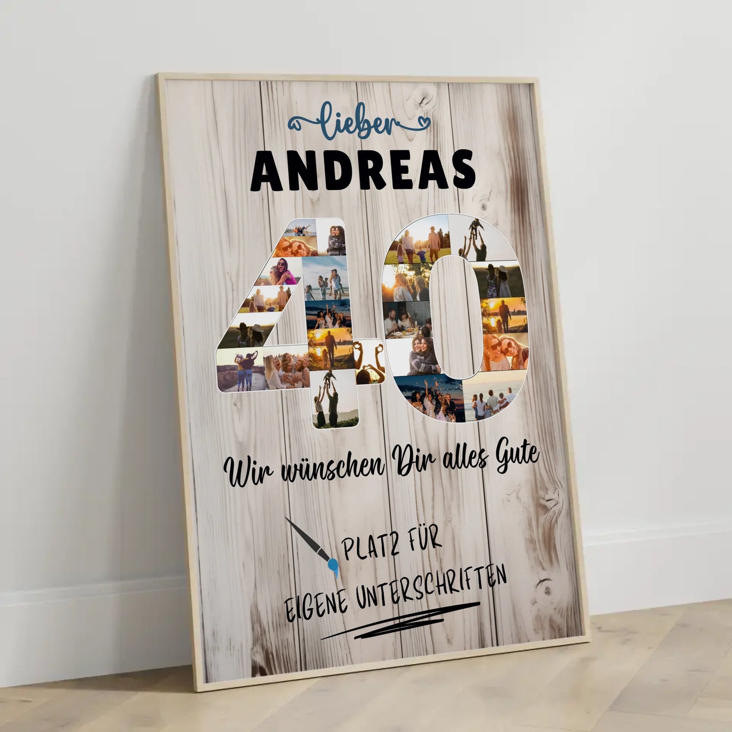 Personalisiertes Poster mit Unterschriften 40 Geburtstag für Papa Bruder