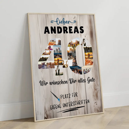 Personalisiertes Poster mit Unterschriften 40 Geburtstag für Papa Bruder