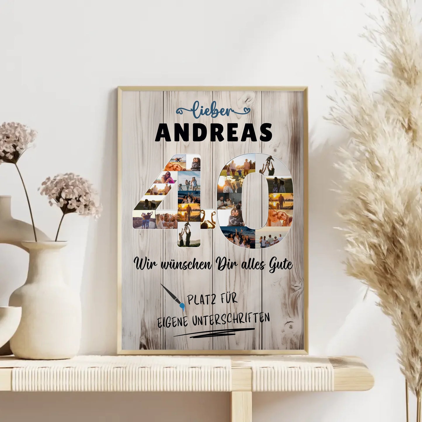 Personalisiertes Poster mit Unterschriften 40 Geburtstag für Papa Bruder