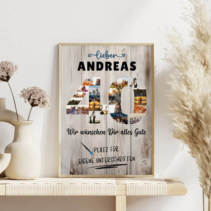 Personalisiertes Poster mit Unterschriften 40 Geburtstag für Papa Bruder