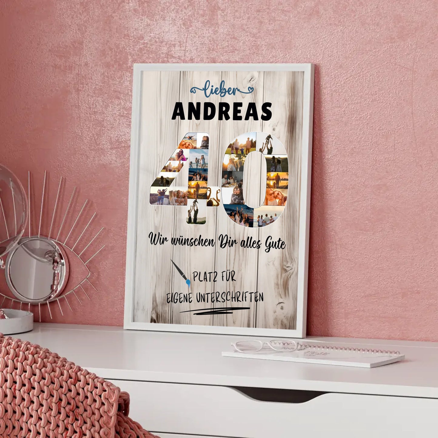 Personalisiertes Poster mit Unterschriften 40 Geburtstag für Papa Bruder