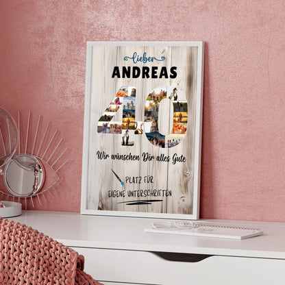 Personalisiertes Poster mit Unterschriften 40 Geburtstag für Papa Bruder