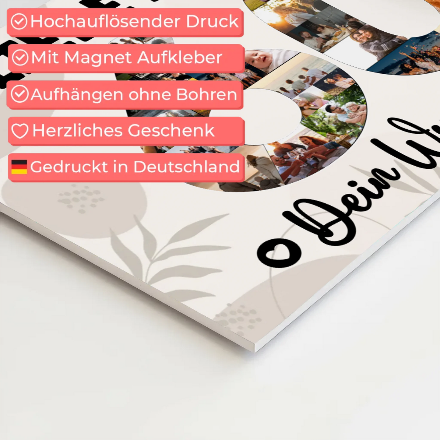 Magnet Wandbild mit Unterschriften 60 Geburtstag Mama