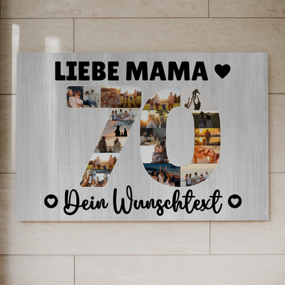 Magnetisches Fotoboard Poster mit Wunschtext zum 70. Geburtstag Mama