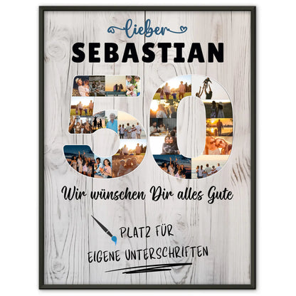 Personalisiertes Poster mit Wunschtext 50 Geburtstag für Papa Bruder