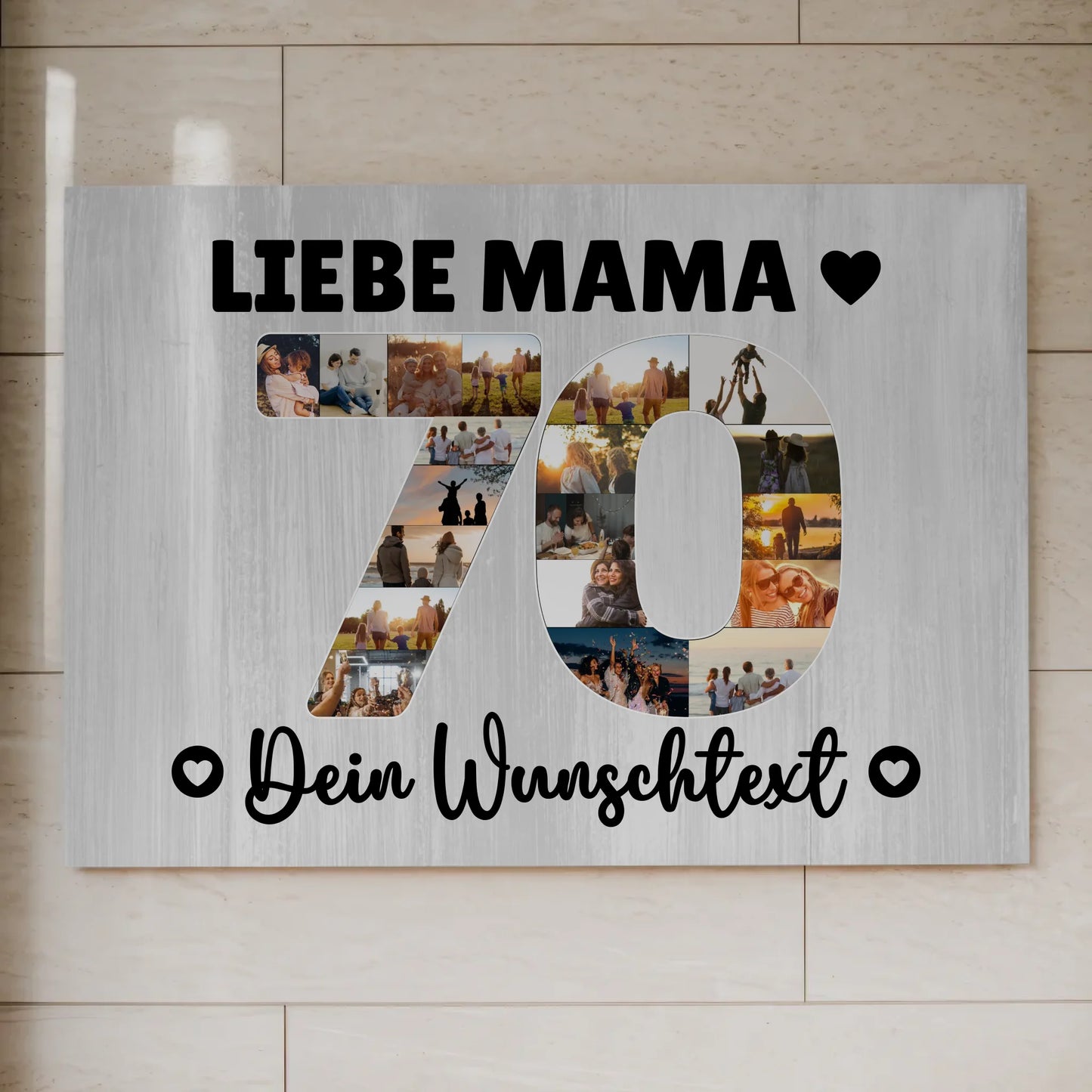 Magnetisches Fotoboard Poster mit Wunschtext zum 70. Geburtstag Mama