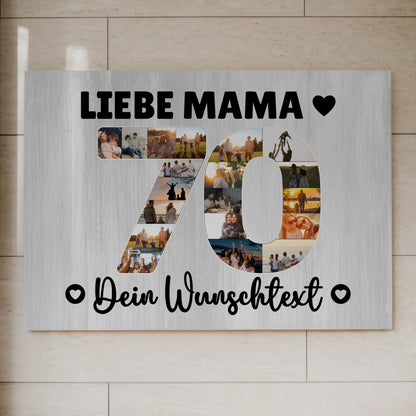 Magnetisches Fotoboard Poster mit Wunschtext zum 70. Geburtstag Mama