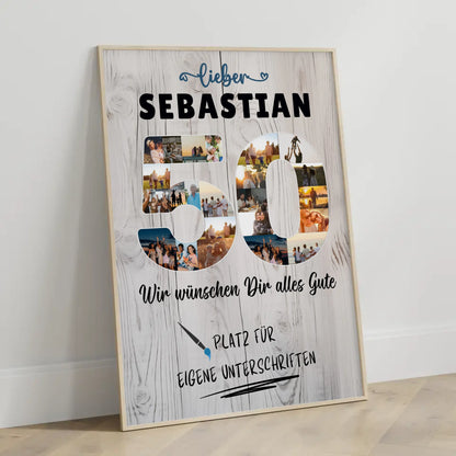 Personalisiertes Poster mit Wunschtext 50 Geburtstag für Papa Bruder