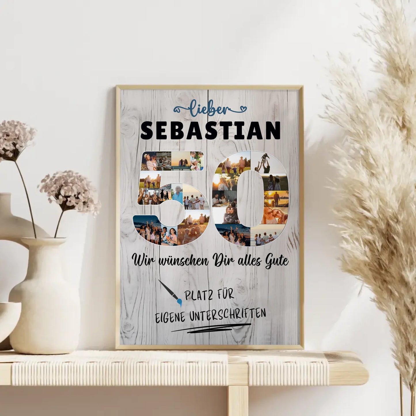 Personalisiertes Poster mit Wunschtext 50 Geburtstag für Papa Bruder