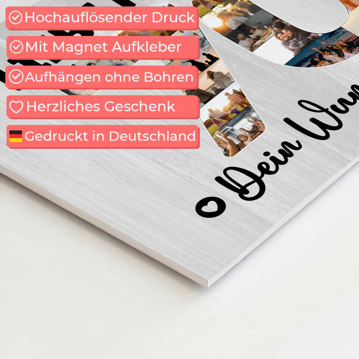 Magnetisches Fotoboard Poster mit Wunschtext zum 70. Geburtstag Mama