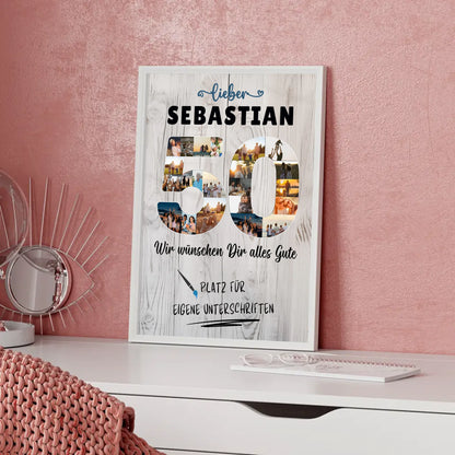 Personalisiertes Poster mit Wunschtext 50 Geburtstag für Papa Bruder