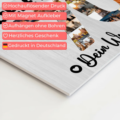 Magnetisches Fotoboard Poster mit Wunschtext zum 70. Geburtstag Mama