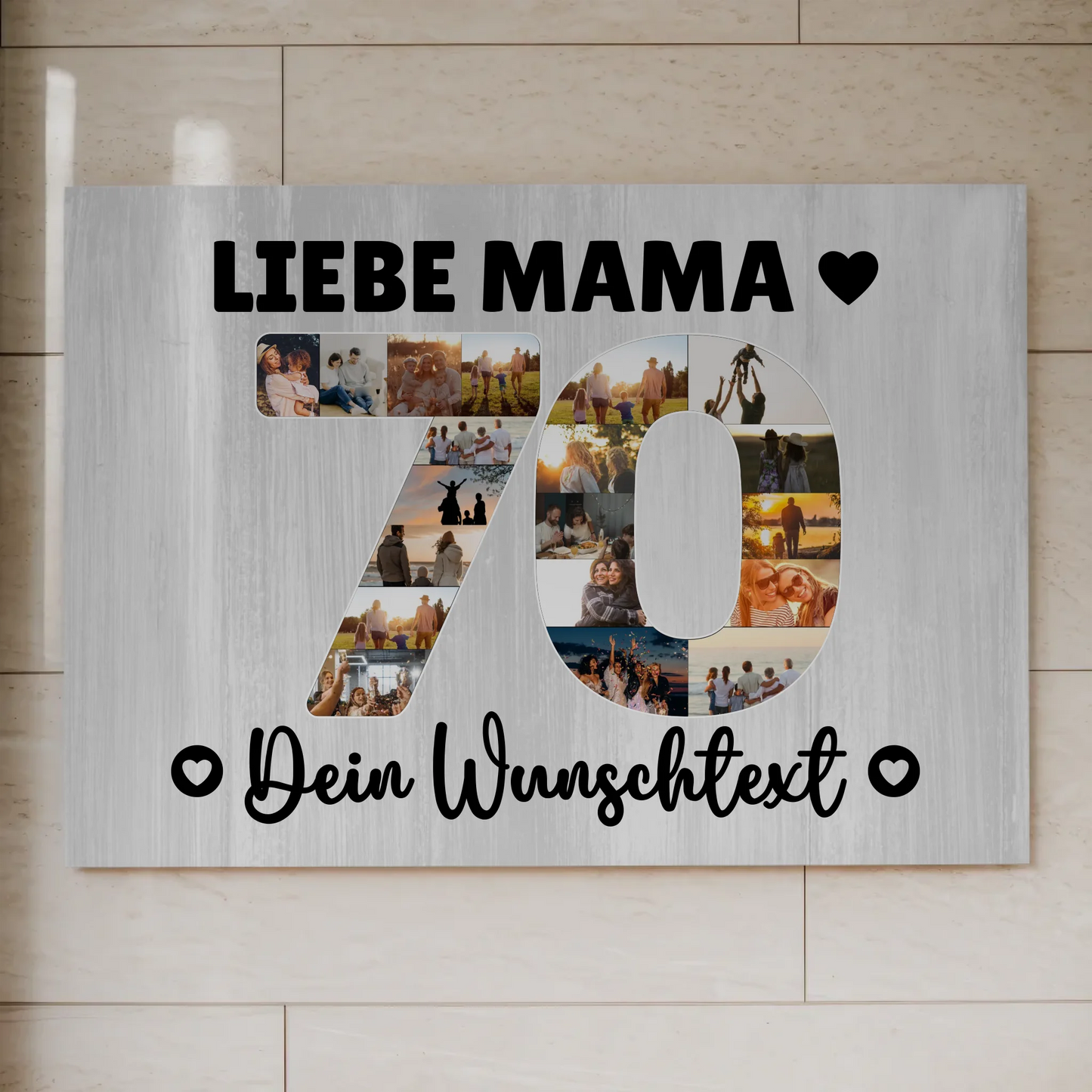 Magnetisches Fotoboard Poster mit Wunschtext zum 70. Geburtstag Mama
