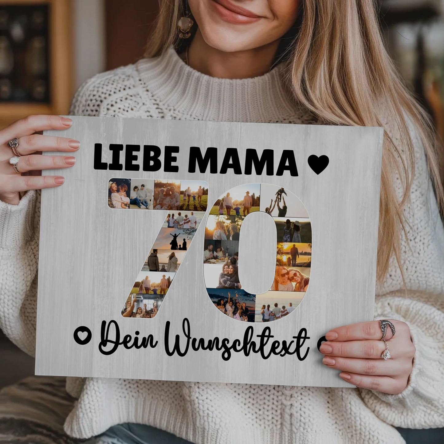 Magnetisches Fotoboard Poster mit Wunschtext zum 70. Geburtstag Mama