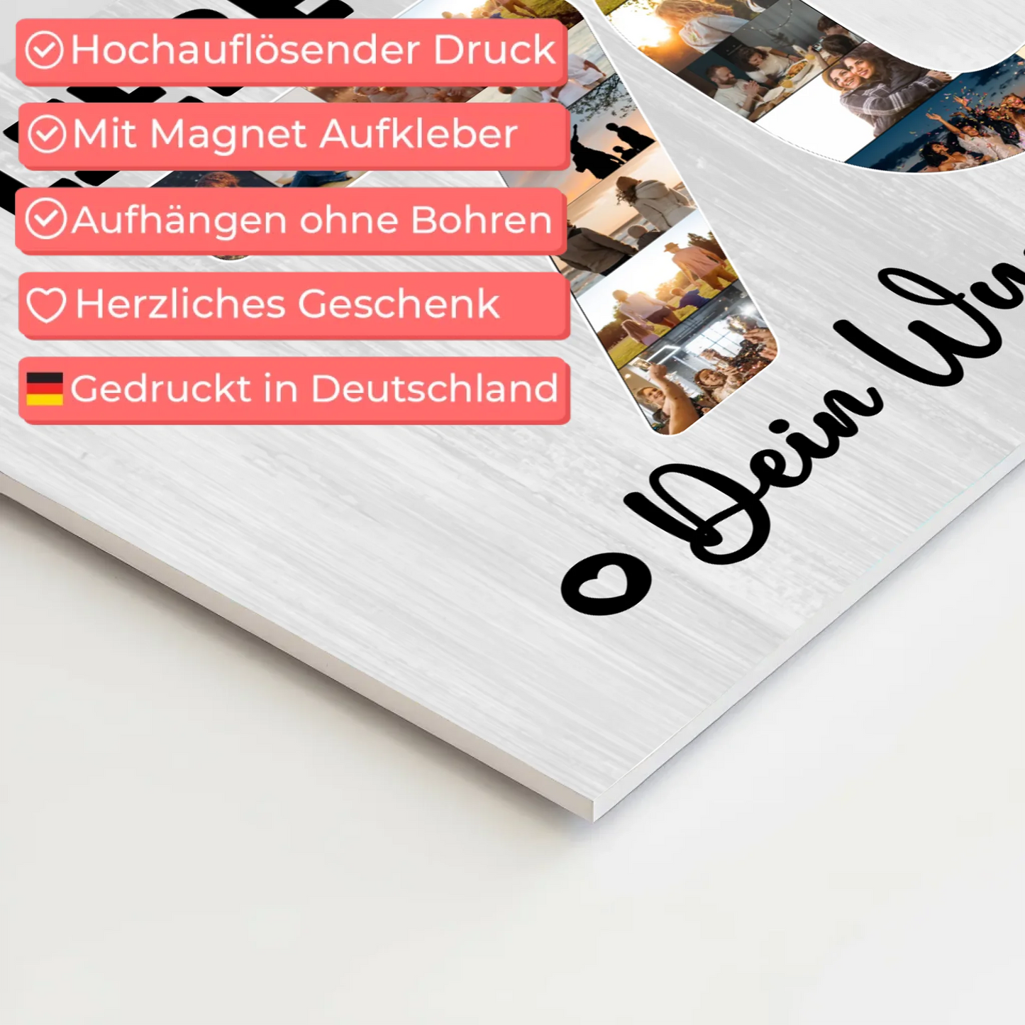 Magnetisches Fotoboard Poster mit Wunschtext zum 70. Geburtstag Mama