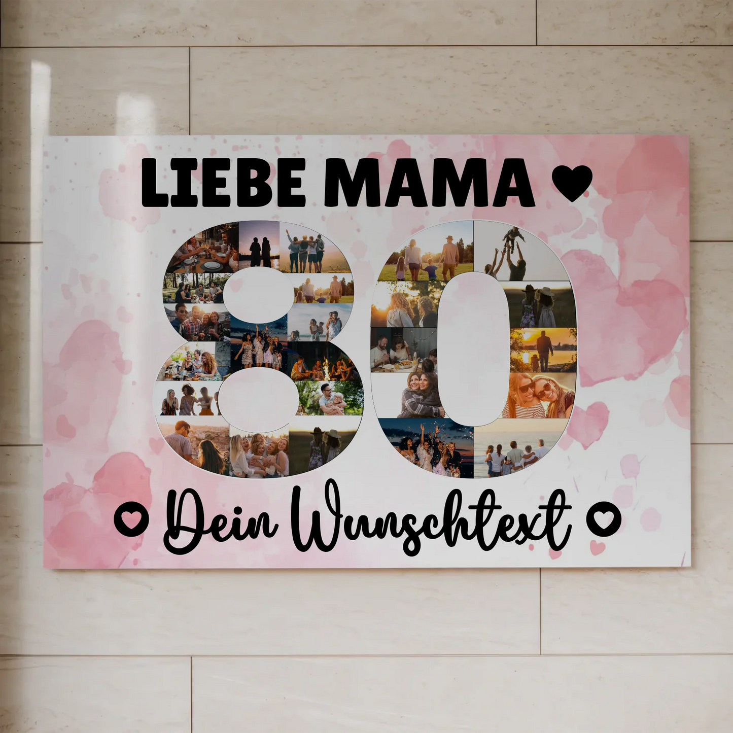 Fotoboard Magnet Poster mit Unterschriften 80 Geburtstag Mama