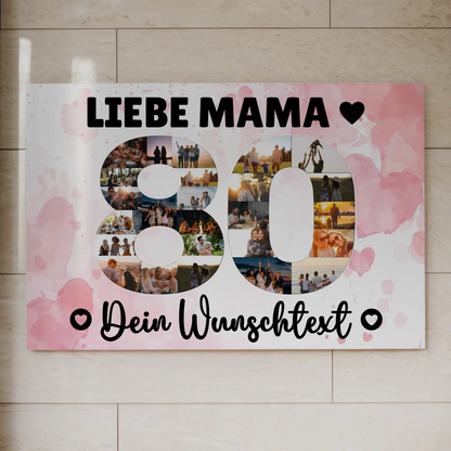 Fotoboard Magnet Poster mit Unterschriften 80 Geburtstag Mama
