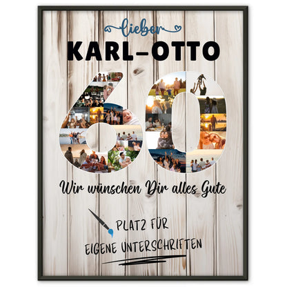 Personalisiertes Poster mit Unterschriften 60 Geburtstag für Opa oder Papa