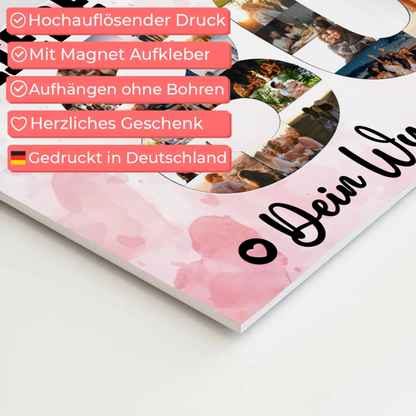 Fotoboard Magnet Poster mit Unterschriften 80 Geburtstag Mama