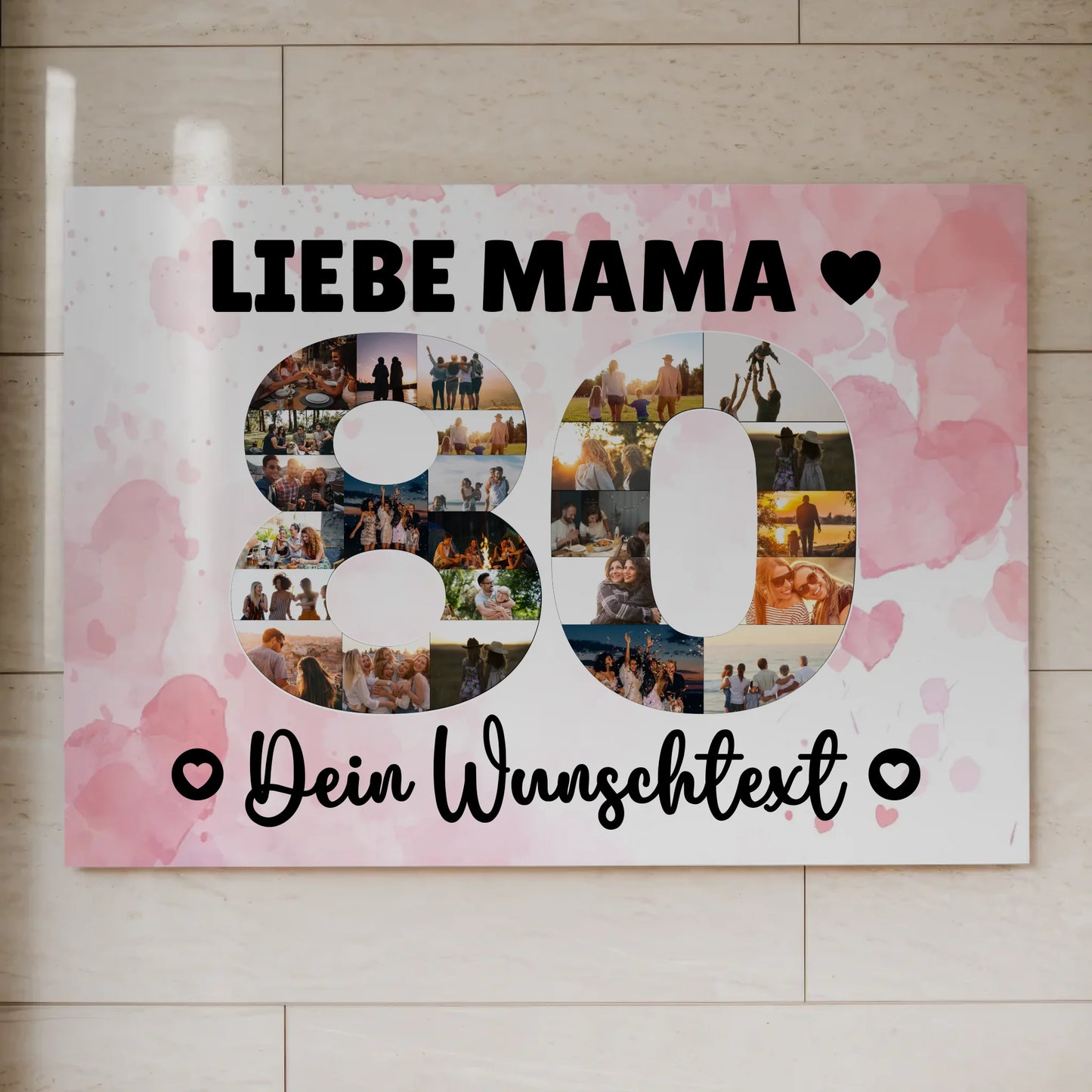 Fotoboard Magnet Poster mit Unterschriften 80 Geburtstag Mama