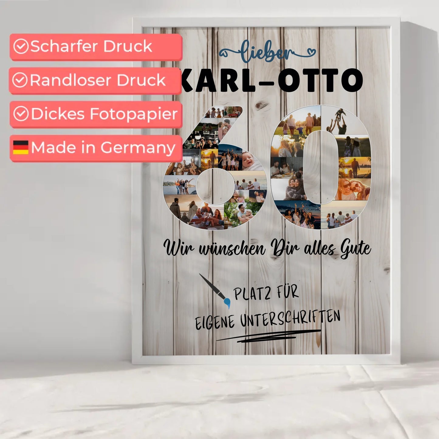 Personalisiertes Poster mit Unterschriften 60 Geburtstag für Opa oder Papa